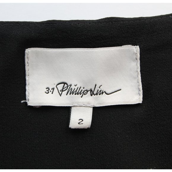 3.1 Phillip Lim Snowbird Printed Silk Dress with High-Low Hem / Size 2 / Black - Picture 10 of 11
